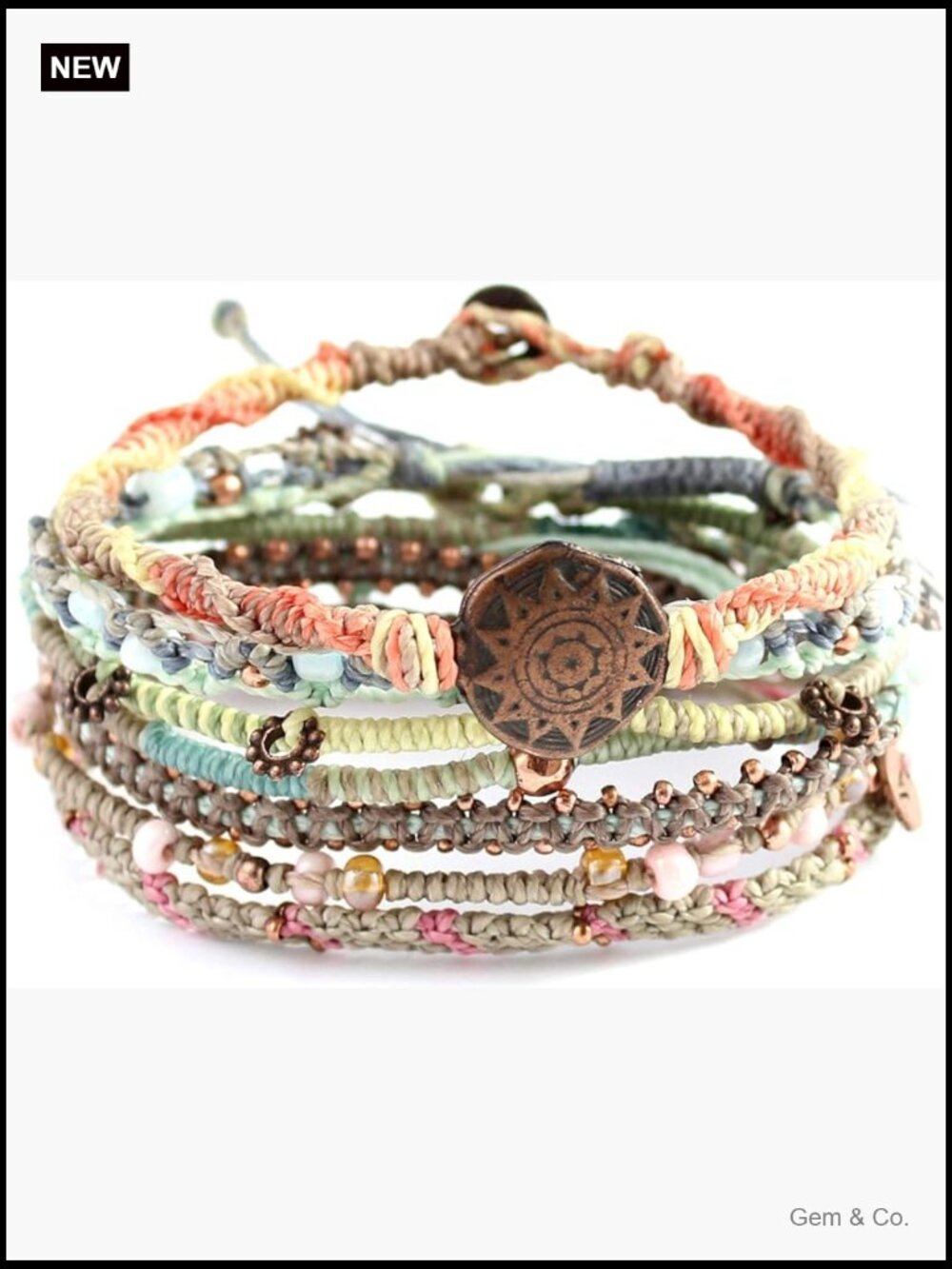 Boho Braided Beaded Bracelet Stack - Adjustable Waterproof Fair Trade Jewelry